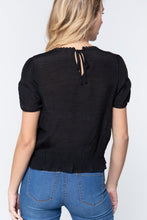 Load image into Gallery viewer, Short Shirring Slv Pleated Woven Top
