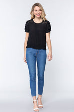 Load image into Gallery viewer, Short Shirring Slv Pleated Woven Top
