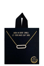 Load image into Gallery viewer, 18k Gold Rhodium Dipped Rhinestone Oval Pendant Necklace
