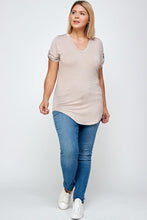 Load image into Gallery viewer, Solid Knit V-neck Tee
