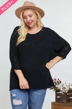 Load image into Gallery viewer, Solid Round Neck 3/4 Sleeve Sweater Top
