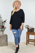 Load image into Gallery viewer, Solid Round Neck 3/4 Sleeve Sweater Top
