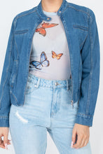 Load image into Gallery viewer, Long Sleeves Funnel Neck Denim Jackets
