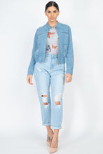 Load image into Gallery viewer, Long Sleeves Funnel Neck Denim Jackets
