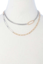 Load image into Gallery viewer, 2 Layered Metal Clothing Pin Chain Multi Necklace
