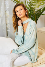 Load image into Gallery viewer, Chocker Neck Surplice Hi-lo Tie-dye Top
