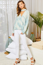 Load image into Gallery viewer, Chocker Neck Surplice Hi-lo Tie-dye Top
