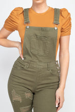Load image into Gallery viewer, Skinny Distressing Denim Overalls
