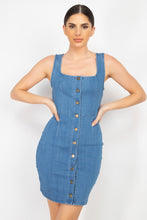 Load image into Gallery viewer, Denim Button-front Mini Dress
