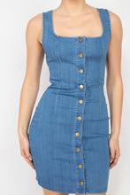 Load image into Gallery viewer, Denim Button-front Mini Dress
