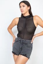 Load image into Gallery viewer, Stripe Mesh Mock Neck Bodysuit
