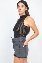 Load image into Gallery viewer, Stripe Mesh Mock Neck Bodysuit

