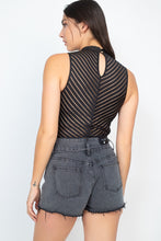Load image into Gallery viewer, Stripe Mesh Mock Neck Bodysuit
