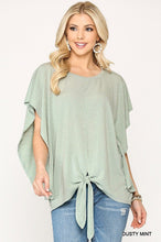 Load image into Gallery viewer, Leopard Jacquard Knit Jersey Top With Front Tie, Ruffled Sleeve
