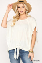 Load image into Gallery viewer, Leopard Jacquard Knit Jersey Top With Front Tie, Ruffled Sleeve
