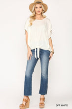 Load image into Gallery viewer, Leopard Jacquard Knit Jersey Top With Front Tie, Ruffled Sleeve
