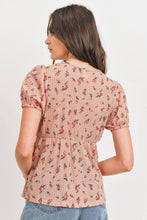 Load image into Gallery viewer, Front Tie Floral Waffle Top
