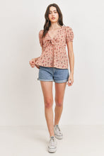 Load image into Gallery viewer, Front Tie Floral Waffle Top
