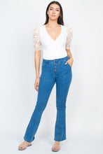 Load image into Gallery viewer, Lace-trim Puff Sleeves Bodysuit
