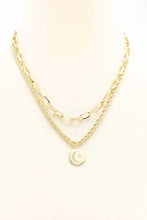 Load image into Gallery viewer, 2 Layered Metal Chain Round Pendant Necklace
