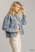 Load image into Gallery viewer, Collar Button Down Denim Jacket With Chest Pockets
