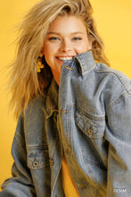 Load image into Gallery viewer, Collar Button Down Denim Jacket With Chest Pockets
