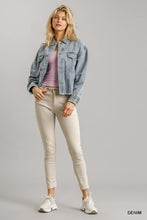 Load image into Gallery viewer, Collar Button Down Denim Jacket With Chest Pockets
