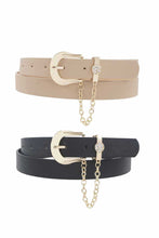 Load image into Gallery viewer, Rhinestone Circle Pave Chain Looped Duo Buckle Belt
