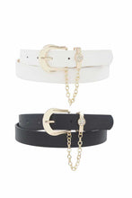 Load image into Gallery viewer, Rhinestone Circle Pave Chain Looped Duo Buckle Belt
