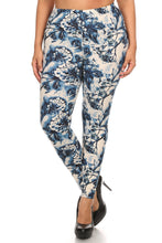 Load image into Gallery viewer, Plus Size Floral Print, Full Length Leggings In A Slim Fitting Style With A Banded High Waist
