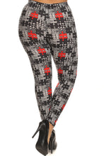 Load image into Gallery viewer, Plus Size Puzzle/plaid Print, Full Length Leggings In A Slim Fitting Style With A Banded High Waist
