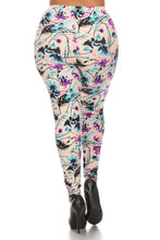 Load image into Gallery viewer, Plus Size Floral Print, Full Length Leggings In A Slim Fitting Style With A Banded High Waist
