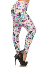 Load image into Gallery viewer, Plus Size Floral Print, Full Length Leggings In A Slim Fitting Style With A Banded High Waist
