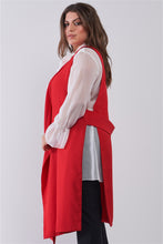 Load image into Gallery viewer, Plus Open Front And Side Sleeveless Long Vest
