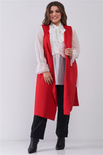 Load image into Gallery viewer, Plus Open Front And Side Sleeveless Long Vest
