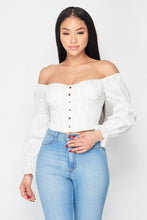 Load image into Gallery viewer, Poplin Off Shoulder Ribbed Corset Top

