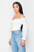 Load image into Gallery viewer, Poplin Off Shoulder Ribbed Corset Top
