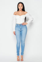 Load image into Gallery viewer, Poplin Off Shoulder Ribbed Corset Top
