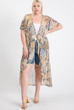 Load image into Gallery viewer, Short Sleeves Long-line Printed Mesh Open Cardigan
