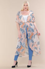 Load image into Gallery viewer, Short Sleeves Long-line Printed Mesh Open Cardigan
