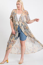 Load image into Gallery viewer, Short Sleeves Long-line Printed Mesh Open Cardigan
