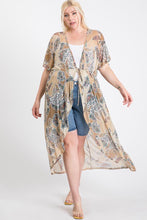 Load image into Gallery viewer, Short Sleeves Long-line Printed Mesh Open Cardigan
