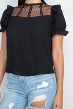 Load image into Gallery viewer, Dot Mesh Ruffled Sleeve Blouse
