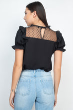 Load image into Gallery viewer, Dot Mesh Ruffled Sleeve Blouse
