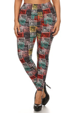 Load image into Gallery viewer, Abstract Geometric Printed Knit Legging With Elastic Waistband, And High Waist Fit
