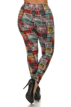 Load image into Gallery viewer, Abstract Geometric Printed Knit Legging With Elastic Waistband, And High Waist Fit
