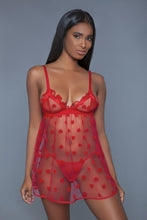 Load image into Gallery viewer, 1 Piece Fine Mesh Heart Designed Slip Dress
