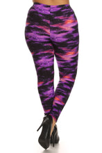 Load image into Gallery viewer, Plus Size Super Soft Peach Skin Fabric, Galaxy Graphic Printed Knit Legging With Elastic Waist Detail. High Waist Fit

