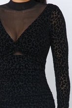 Load image into Gallery viewer, Animal Print Long Sleeve Mock Neck Mini Dress
