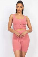 Load image into Gallery viewer, Buttons Scoop Neck Crop Top &amp; Biker Shorts Set
